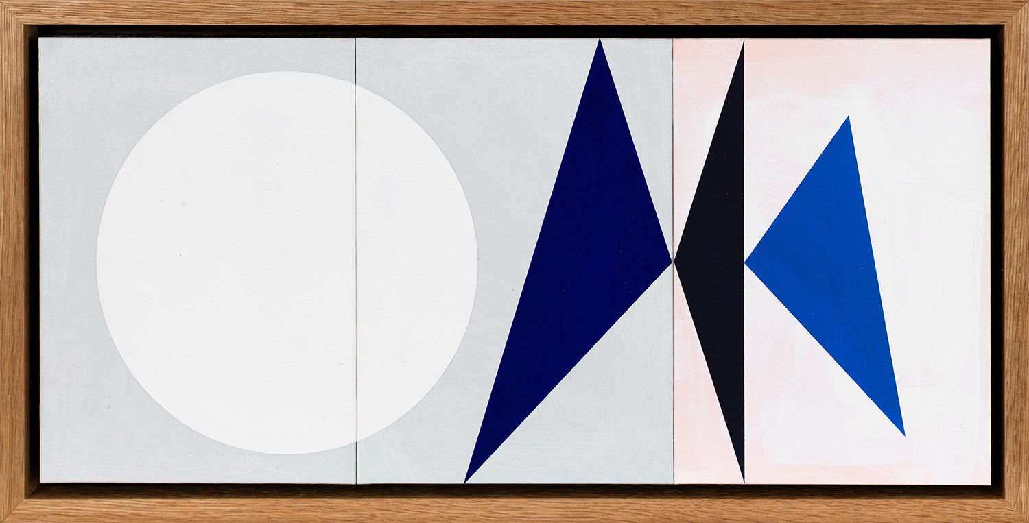 Triptych in Three Blues with White Circle